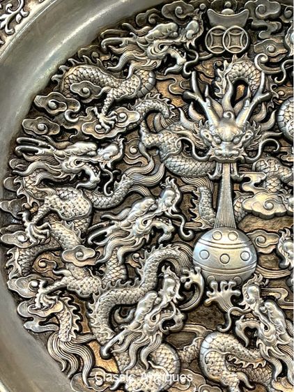 จาน มังกรเงิน เก้ามังกรกะไหล่เงิน สะสม รูปที่ 4