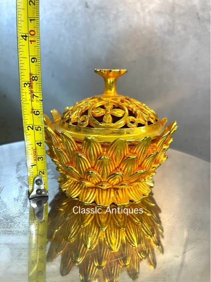 กระถางกำยาน ดอกบัวกะไหล่ทอง สะสมA44 รูปที่ 15