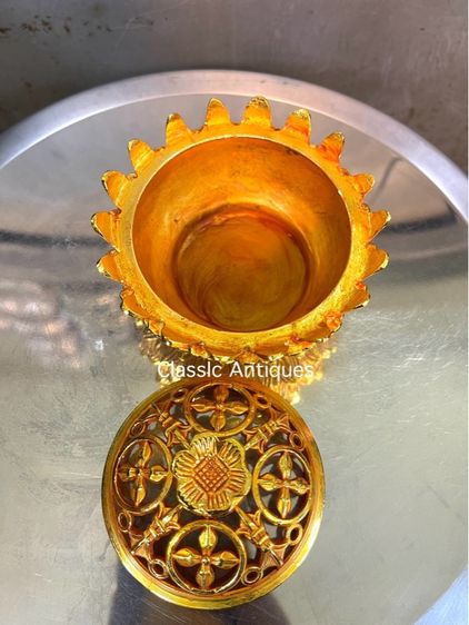 กระถางกำยาน ดอกบัวกะไหล่ทอง สะสมA44 รูปที่ 11