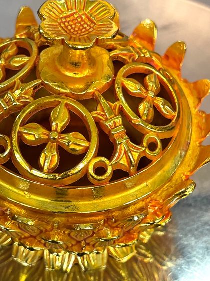 กระถางกำยาน ดอกบัวกะไหล่ทอง สะสมA44 รูปที่ 5