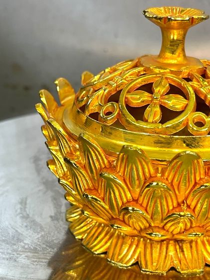 กระถางกำยาน ดอกบัวกะไหล่ทอง สะสมA44 รูปที่ 6