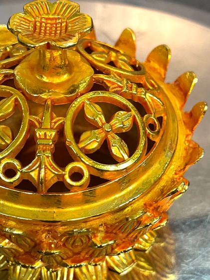 กระถางกำยาน ดอกบัวกะไหล่ทอง สะสมA44 รูปที่ 4