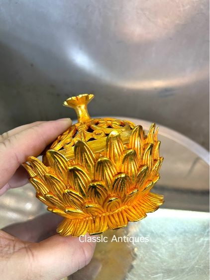 กระถางกำยาน ดอกบัวกะไหล่ทอง สะสมA44 รูปที่ 14