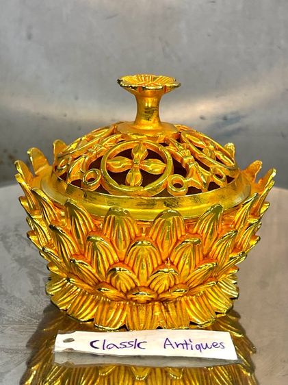 กระถางกำยาน ดอกบัวกะไหล่ทอง สะสมA44 รูปที่ 8