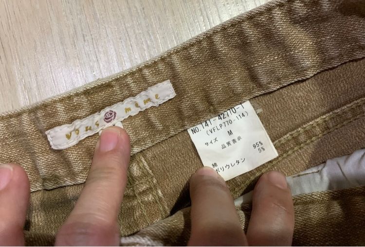 กางเกงยีนส์สีน้ำตาลฟอก  สวยๆ เอวต่ำ ขาม้านิดๆ ยุค 90" เนื้อผ้าดี สวยงามมาก made in Japan ป้ายห้อย  รูปที่ 4