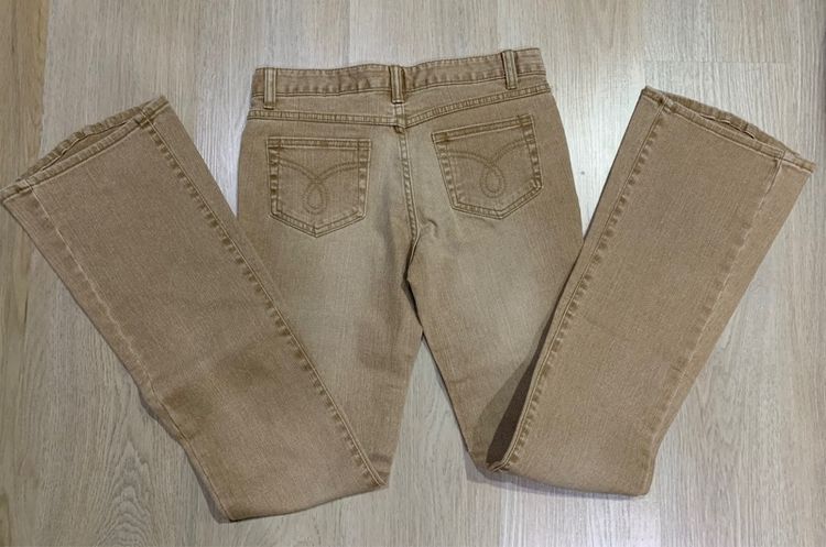 กางเกงยีนส์สีน้ำตาลฟอก  สวยๆ เอวต่ำ ขาม้านิดๆ ยุค 90" เนื้อผ้าดี สวยงามมาก made in Japan ป้ายห้อย  รูปที่ 7