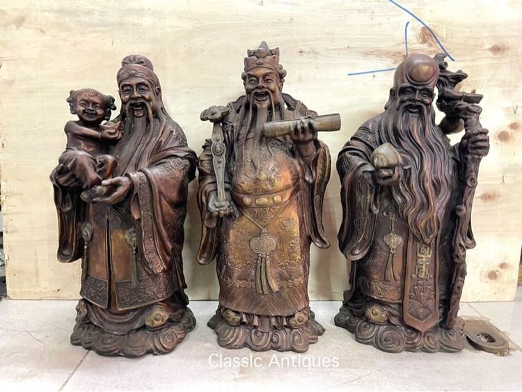 เทพเจ้า ฮกลกซิ่ว องค์ใหญ่ ทองเหลืองสะสม A5