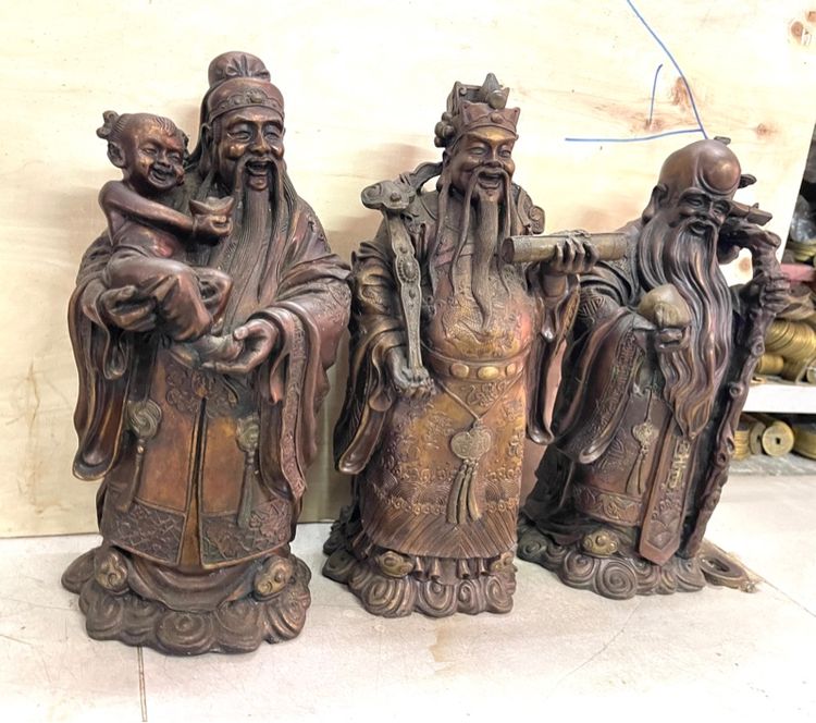 เทพเจ้า ฮกลกซิ่ว องค์ใหญ่ ทองเหลืองสะสม A5 รูปที่ 3