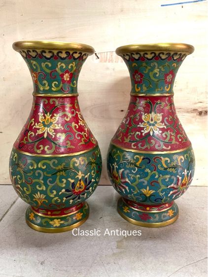 แจกัน ทองเหลืองถมปัด สะสมB1 รูปที่ 4