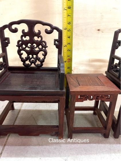 เก้าอี้ จีนจิ๋ว ไม้แกะสลักสะสม รูปที่ 10