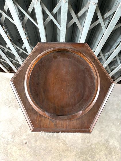 โต๊ะไม้สัก หกเหลี่ยมเก่าสะสม รูปที่ 6