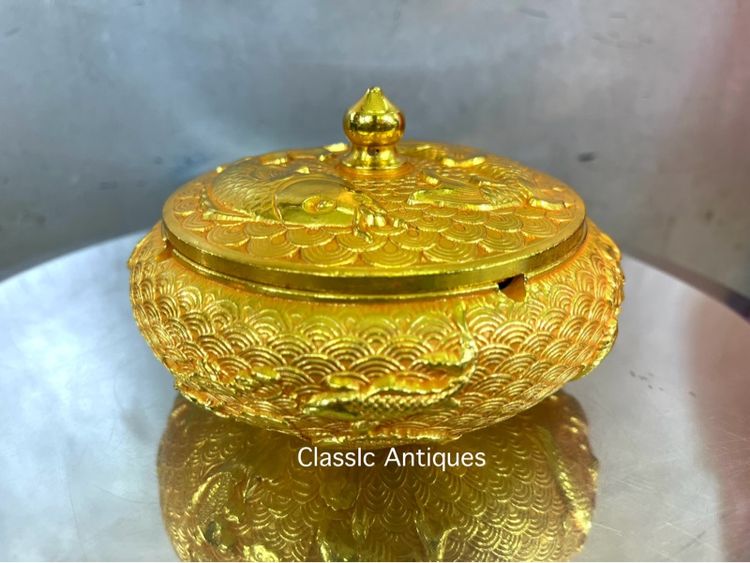 โถฝา กะไหล่ทอง ลายปลามงคล สะสมA17 รูปที่ 13