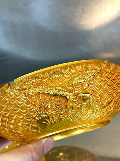 โถฝา กะไหล่ทอง ลายปลามงคล สะสมA17 รูปที่ 10