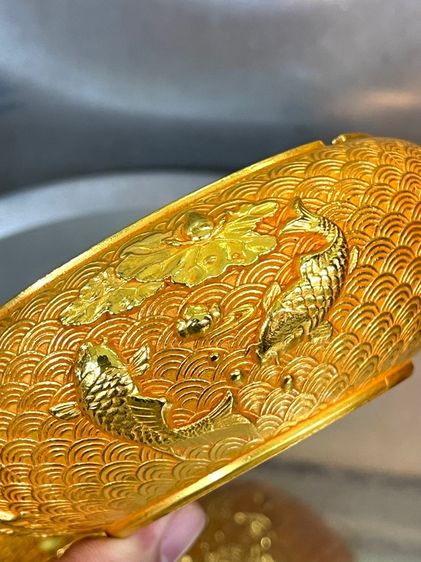 โถฝา กะไหล่ทอง ลายปลามงคล สะสมA17 รูปที่ 8