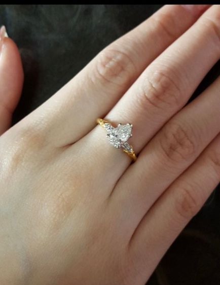 แหวนเพชรแท้ทรงหยดน้ำ