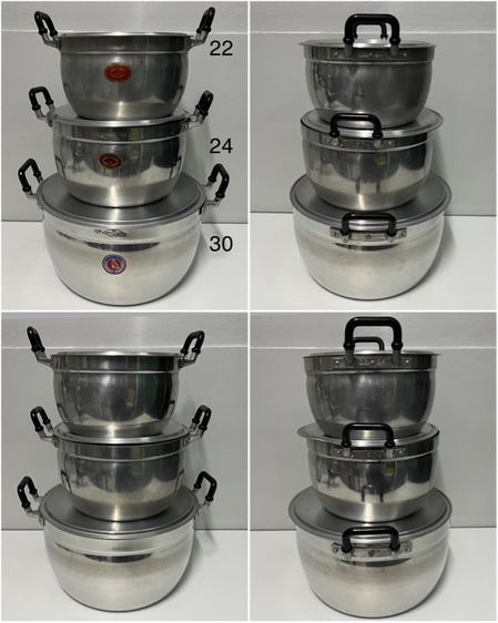 หม้อและกระทะ หม้ออะลูมิเนียมพร้อมฝา 22,24,30 ของใหม่