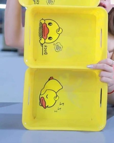 ตระกร้าสีเหลือง ลายเป็ดใบเล็ก