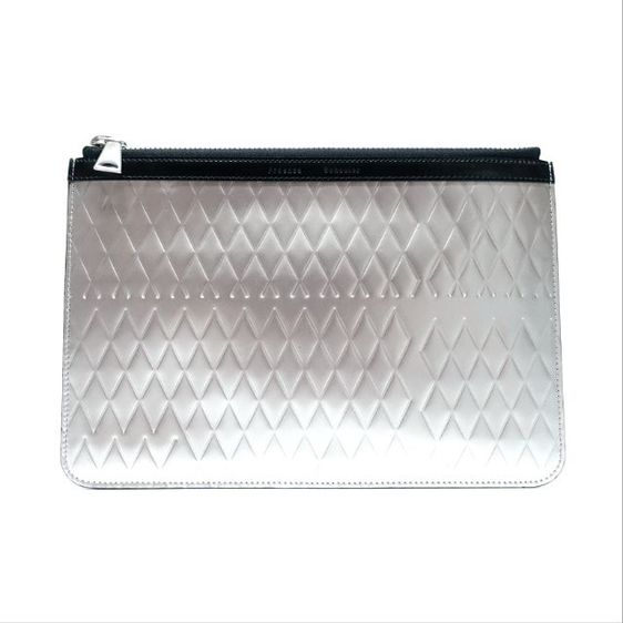 New ( Kept Unused ) Proenza Schouler
" Embossed Leather Silver Clutch Bag " 
