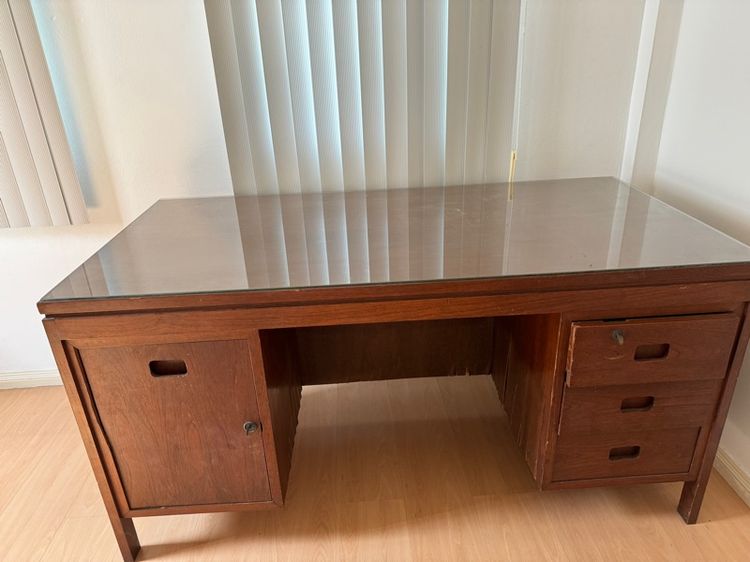 โต๊ะทำงานไม้เก่าแอนติค 150x75 ซม