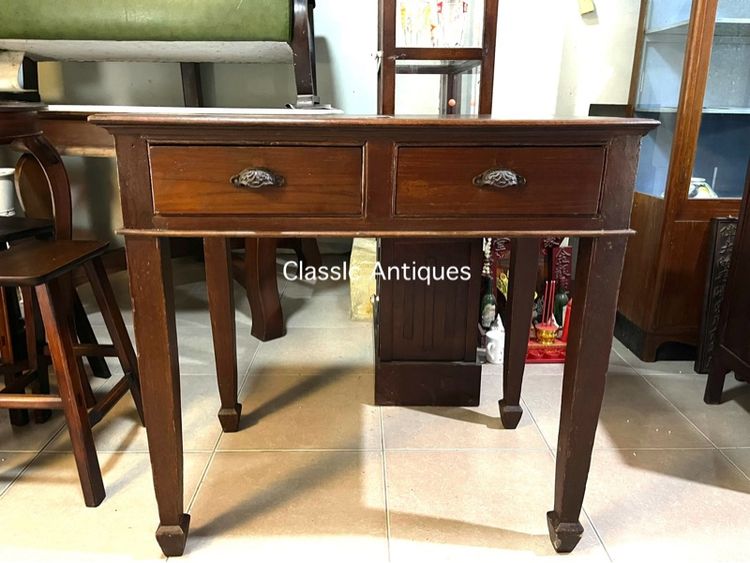 โต๊ะบัญชี ขาศร ไม้สักโบราณเก่าสะสม