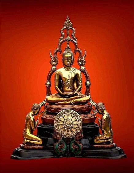 พระรัตนตรัย พระพุทธ พระธรรม พระสงฆ์ ครูบาอริยชาติ วัดแสงแก้วโพธิญาณ เชียงราย เนื้อบรอนซ์ AP.ธรรมจักรสีทอง สร้างเพียง5องค์ หน้าตัก10นิ้ว ฐาน 60 ลึก 35 สูง79 เซ็นติเมตร