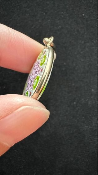 จี้แก้วมูราโน ลายดอกไม้ สีเขียวเงินแท้ รูปที่ 3