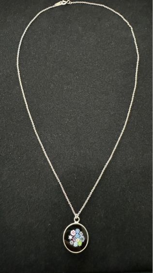 จี้แก้วมูราโน ลายดอกไม้ สีชมพูเงินแท้  รูปที่ 5