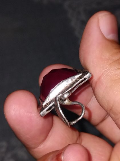 จี้เงินแท้ งานโบราณ ฝังพลอยเดง กว้าง 2  ยาวท 3 ซม มีน้ำหนัก เงินแท้ตอก 92.5 หนา เก่า สวย สมบูรณ์ สำหรับห้อยสร้อย Classic  รูปที่ 6