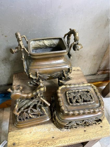 กระถางกำยาน ข้อไผ่ทองเหลือง ชุดใหญ่ A16 รูปที่ 6