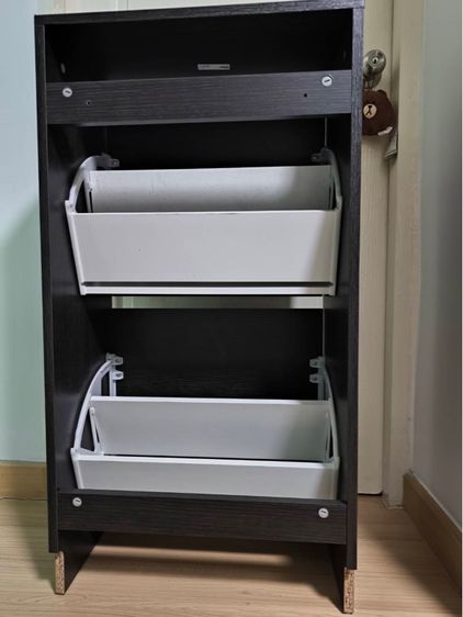 ตู้รองเท้า 2 ช่อง น้ำตาลดำ 49x28x93 รูปที่ 6