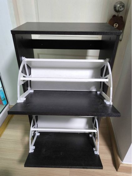 ตู้รองเท้า 2 ช่อง น้ำตาลดำ 49x28x93 รูปที่ 7
