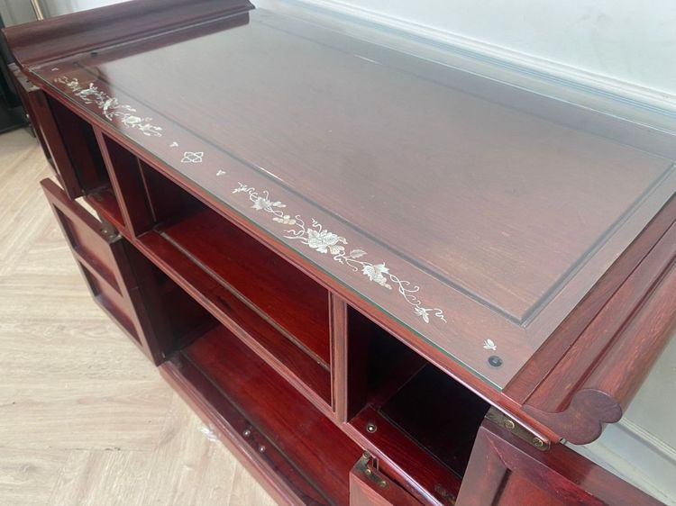 ตู้โชว์ ตู้ไม้ ตู้ชิตมุม ตู้วางทีวี ประดับมุก ลายดอกไม้ รูปที่ 6