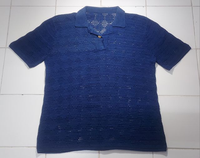 253เสื้อถักโครเชต์คอโปโลผู้ชาย, เสื้อถักโครเชต์, เสื้อโครเชต์คอโปโล รูปที่ 2
