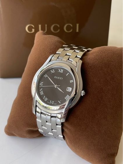 ดำ Gucci 5500M Watch Quartz Women's Black Dial Date Swiss Made Vintage