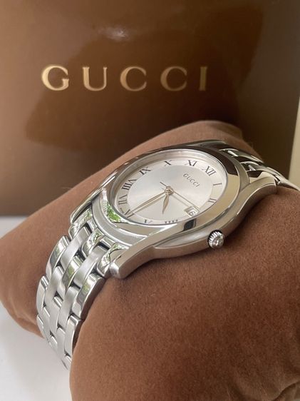 GUCCI 5500M Watch Quartz Women's Silver Dial Date Swiss Made Vintage รูปที่ 2