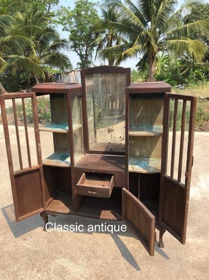 ตู้ สองเกลอ ไม้สักโบราณ เก่าสะสม รูปที่ 3