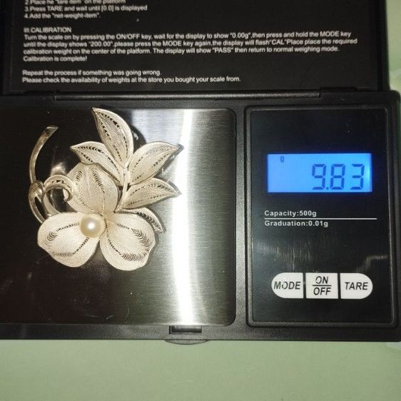 🔖เข็มกลัดเงินแท้ มุกแท้ ตอกโค๊ตSilver งานจากต่างประเทศ รูปที่ 9