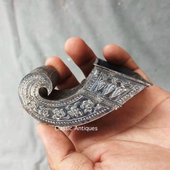 ซองพลูเงิน ทรงงอน เงินแท้ เก่าโบราณสะสม