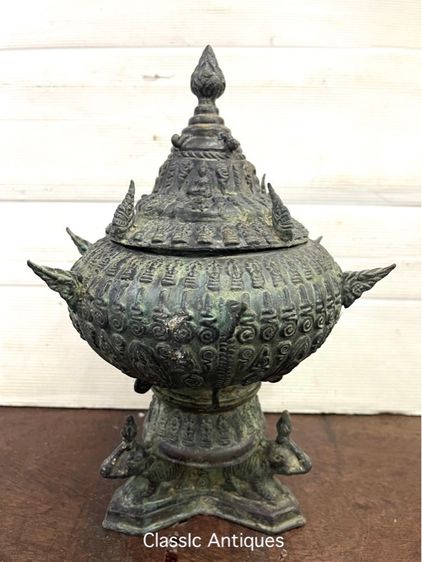 ขันน้ำมนต์ ทองเหลือง ใบกลาง สะสมA5