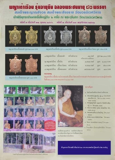 พญาเต่าเรือน รุ่นอายุยืน รุ่นแรก (หลวงปู่หลิวร่วมปลุกเสก) ฉลองพระชนมายุพรรษา 80 พรรษา ญสส สมเด็จพระสังฆราช วัดบวรนิเวศวิหาร ปี 2536 รูปที่ 8