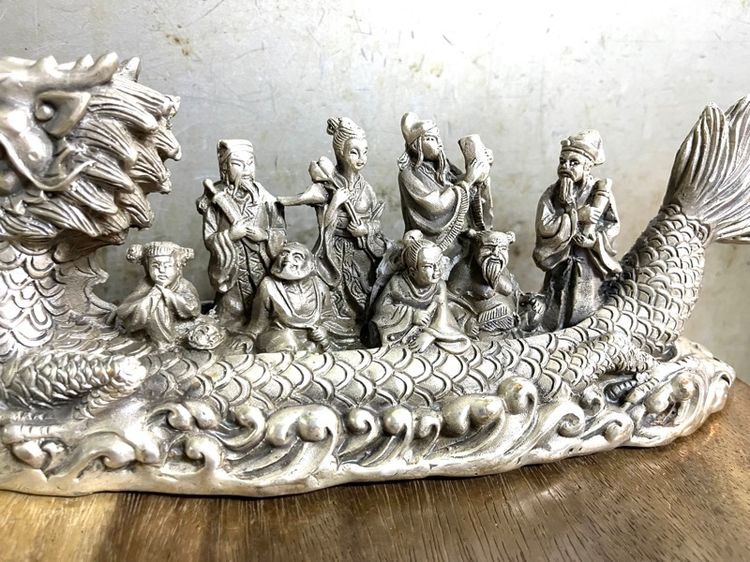 เทพแปดเซียน ขี่มังกรข้ามทะเล กะไหล่เงิน รูปที่ 4