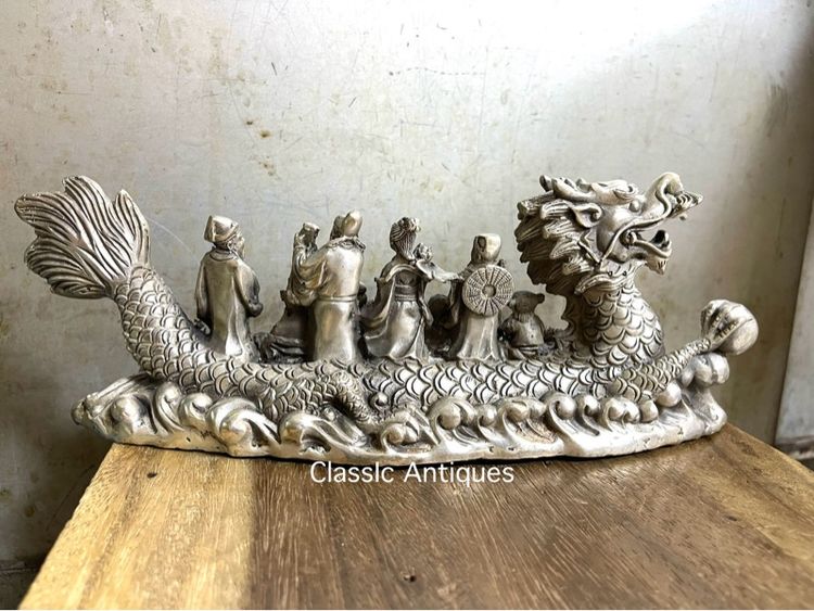 เทพแปดเซียน ขี่มังกรข้ามทะเล กะไหล่เงิน รูปที่ 8