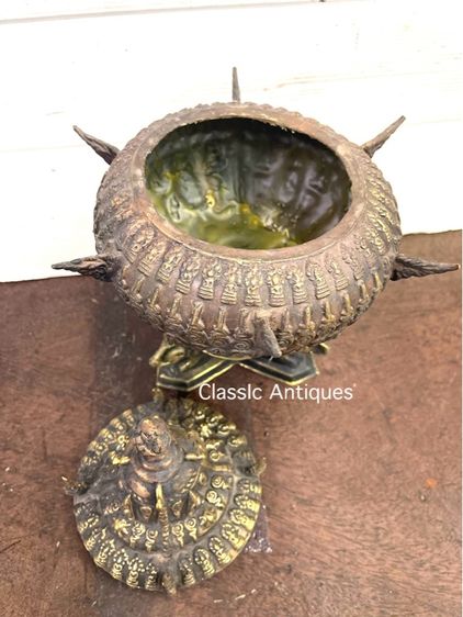 ขันน้ำมนต์ ทองเหลือง ใบกลาง สะสมA6 รูปที่ 3