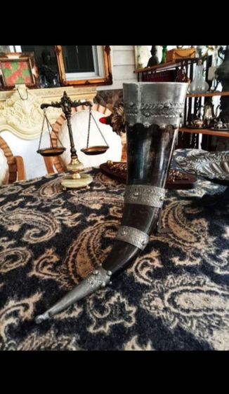 USA.แก้วไวน์ทรงไวกิ้งนำเข้าจากอเมริกาเขาแท้โครงโลหะ filter ขนาดใหญ่สภาพเยี่ยม รูปที่ 10