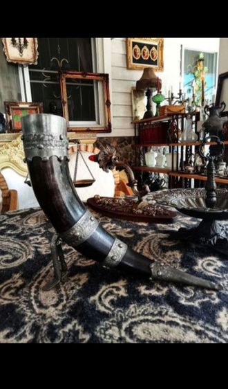 USA.แก้วไวน์ทรงไวกิ้งนำเข้าจากอเมริกาเขาแท้โครงโลหะ filter ขนาดใหญ่สภาพเยี่ยม รูปที่ 12