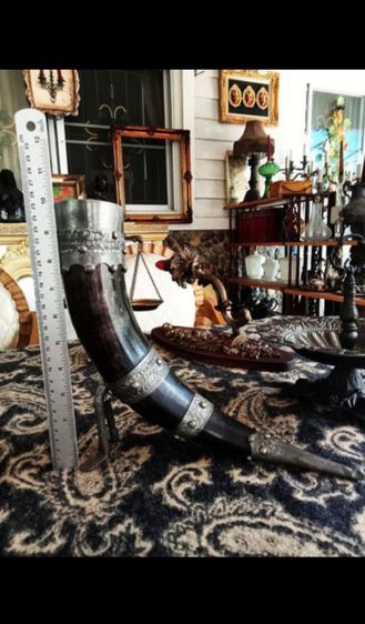 USA.แก้วไวน์ทรงไวกิ้งนำเข้าจากอเมริกาเขาแท้โครงโลหะ filter ขนาดใหญ่สภาพเยี่ยม รูปที่ 4