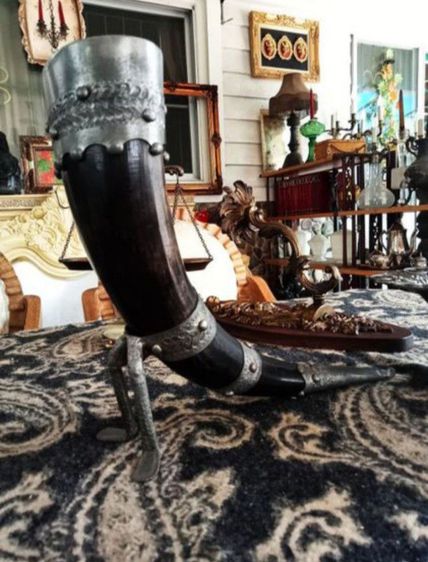 USA.แก้วไวน์ทรงไวกิ้งนำเข้าจากอเมริกาเขาแท้โครงโลหะ filter ขนาดใหญ่สภาพเยี่ยม รูปที่ 9