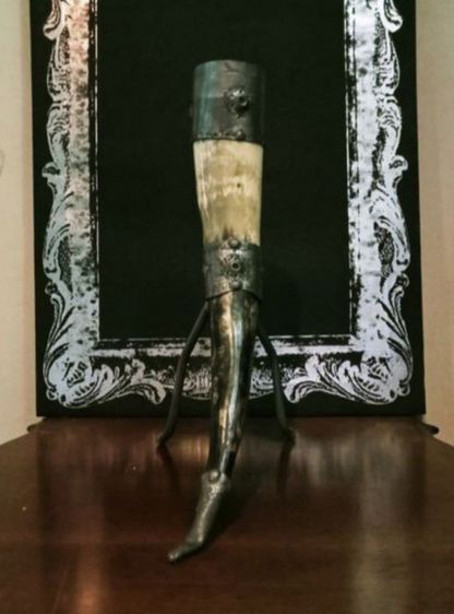 USA.แก้วไวน์ทรงไวกิ้งนำเข้าจากอเมริกาเขาแท้โครงโลหะ filter ขนาดใหญ่สภาพเยี่ยม รูปที่ 8