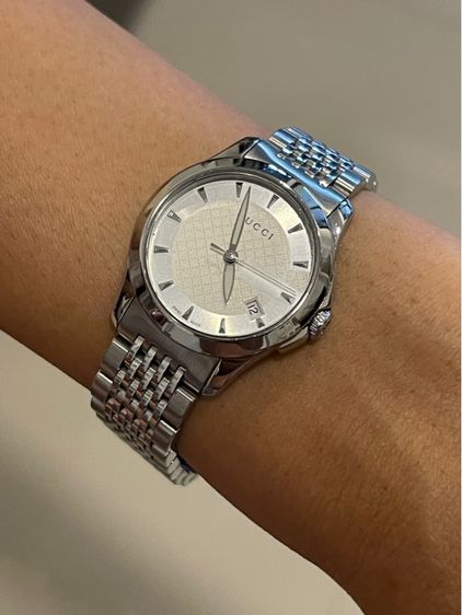 GUCCI G Timeless Watch Ladies Swiss Quartz 126.5 YA126501 White Dial 27 mm White Dial รูปที่ 17