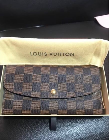หนังแท้ น้ำตาล lv emilie wallet damier 